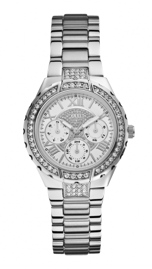 SILVER-TONE SPARKLING WATCH