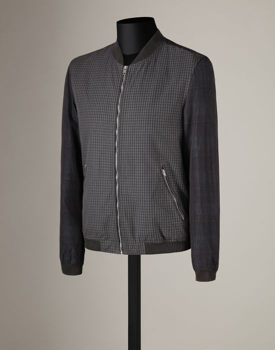 MICRO CHECK COTTON BOMBER JACKET  (MENS)